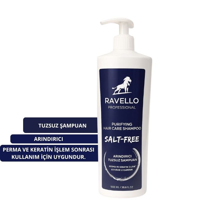 Ravello Professional Salt-Free 1000 ml Arındırıcı Tuzsuz Şampuan –Keratin ve Perma Sonrası Bakım İçin Özel Formül