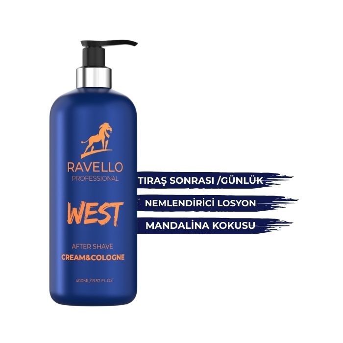 West Tıraş Sonrası Krem & Kolonya 400 ml – Mandalina Kokulu, Ferahlatıcı Erkek Bakım Ürünü