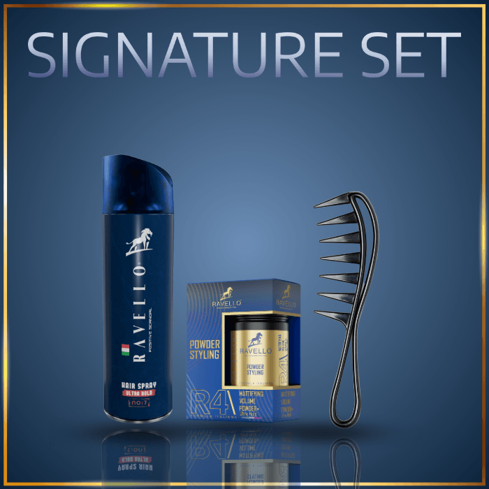 Signature Set Gold - Toz wax+Saç Spreyi +Şekil Tarağı 3lüset