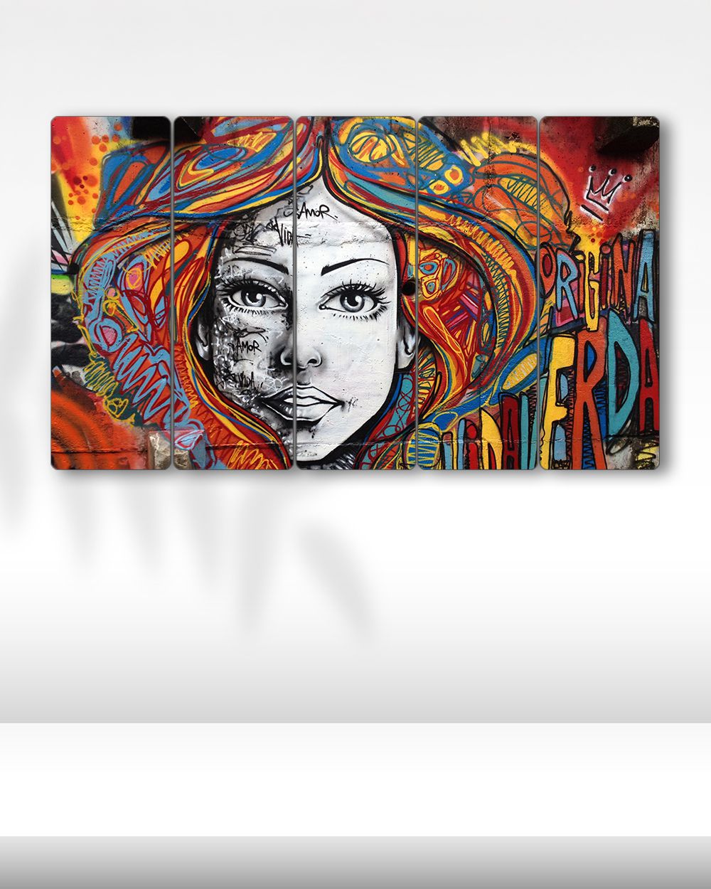 Grafiti Sanatında Kadın - 5 Parçalı Tablo