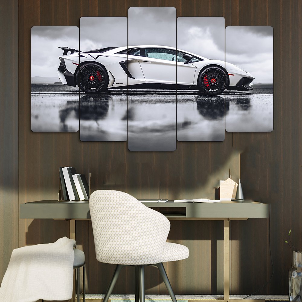 Lamborghini Aventador SV - 5 Parçalı Araba Tablo