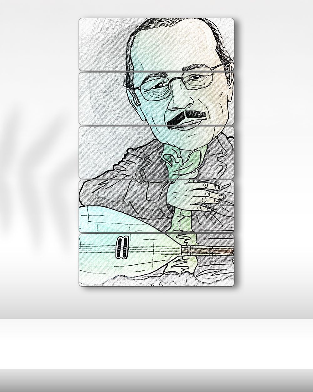 Neşet Ertaş, Karikatür Çizim - 5 Parçalı Tablo