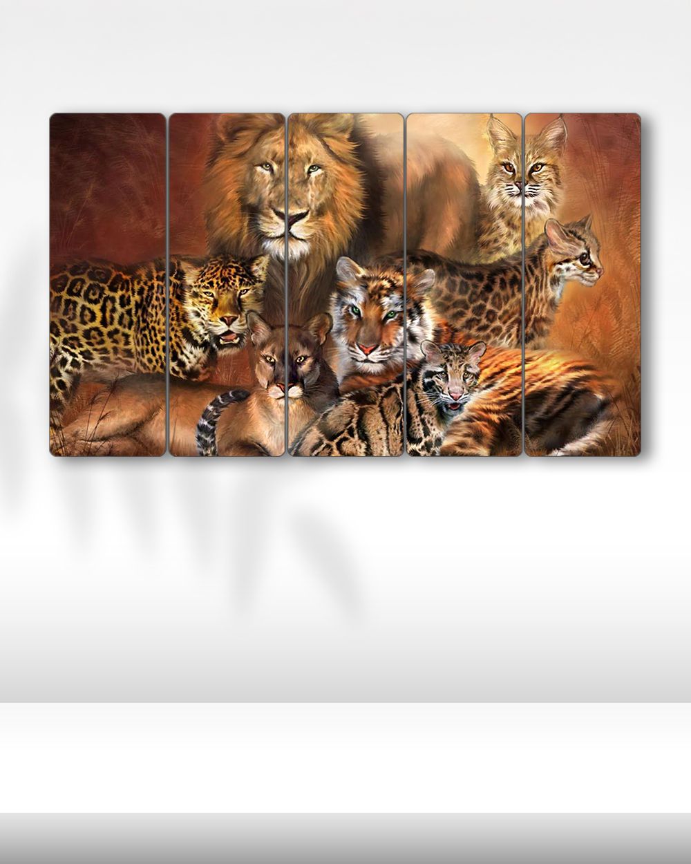 Aslan, Kaplan, Jaguar, Vaşak - 5 Parçalı Tablo