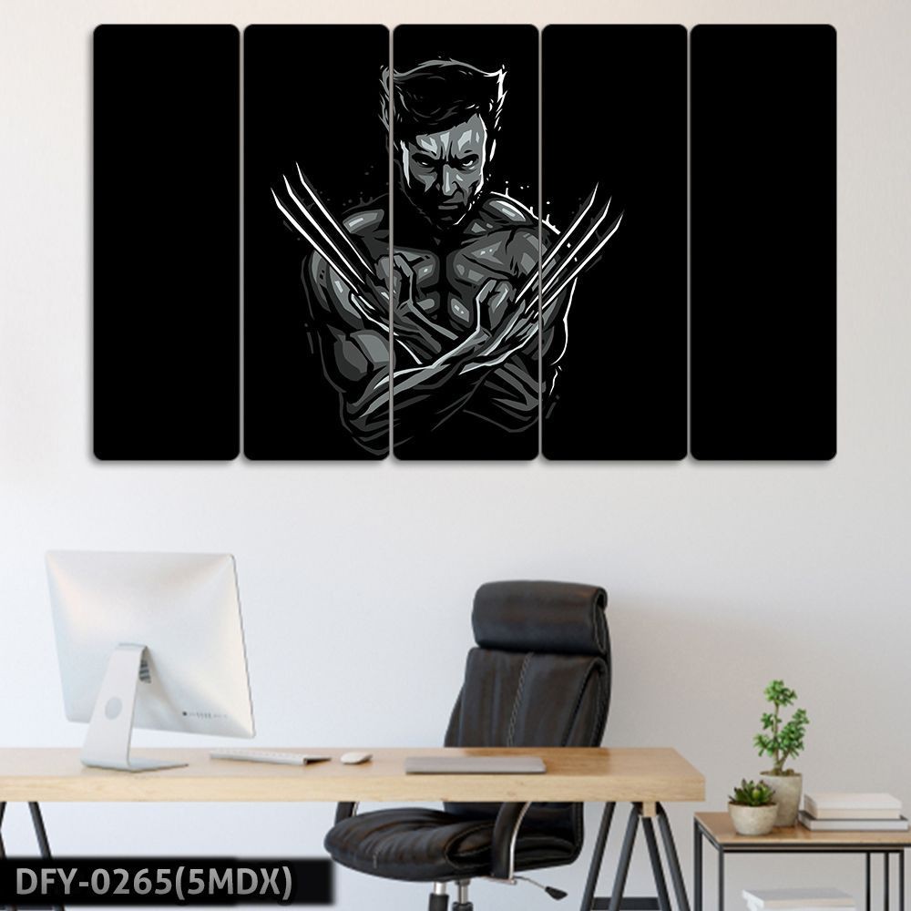 X-Men, Wolverine Siluet - 5 Parçalı Tablo