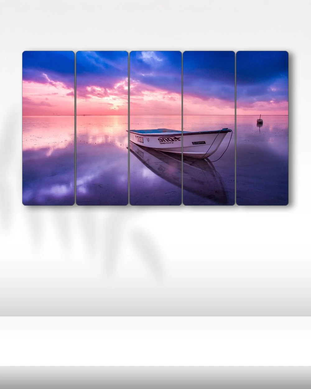 Sandal, Deniz Manzara, Gün Batımı - 5 Parçalı Tablo