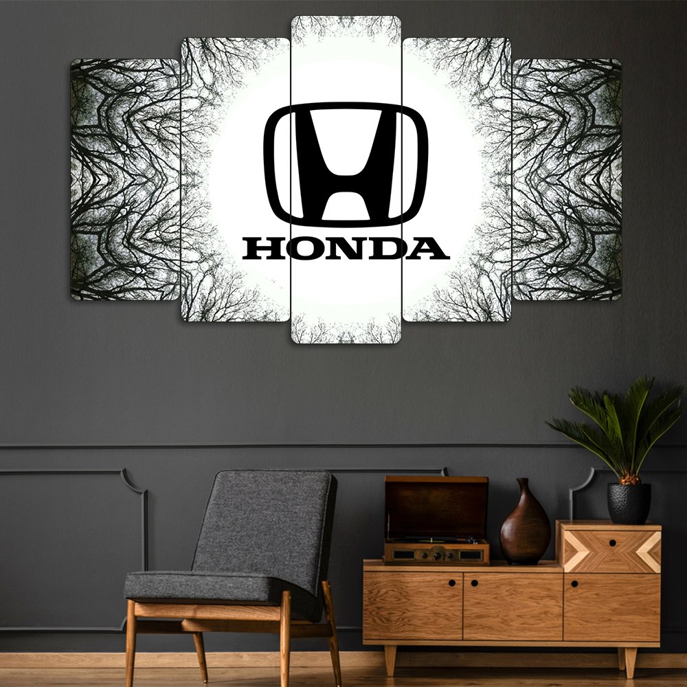 Honda Siyah Logo - 5 Parçalı Araba Tablo