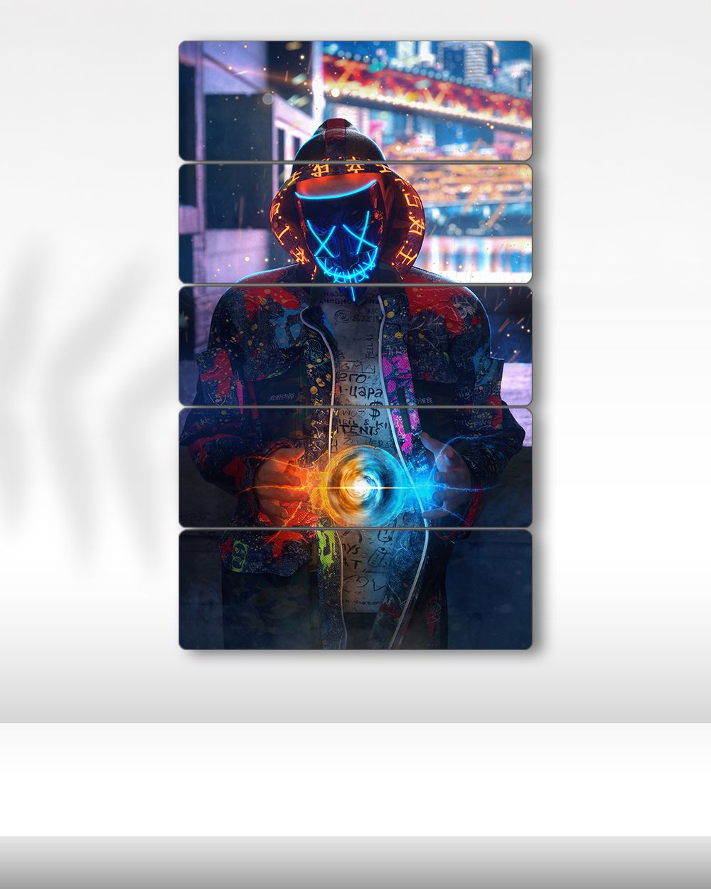 Neon Maskenin Gücü - 5 Parçalı Tablo