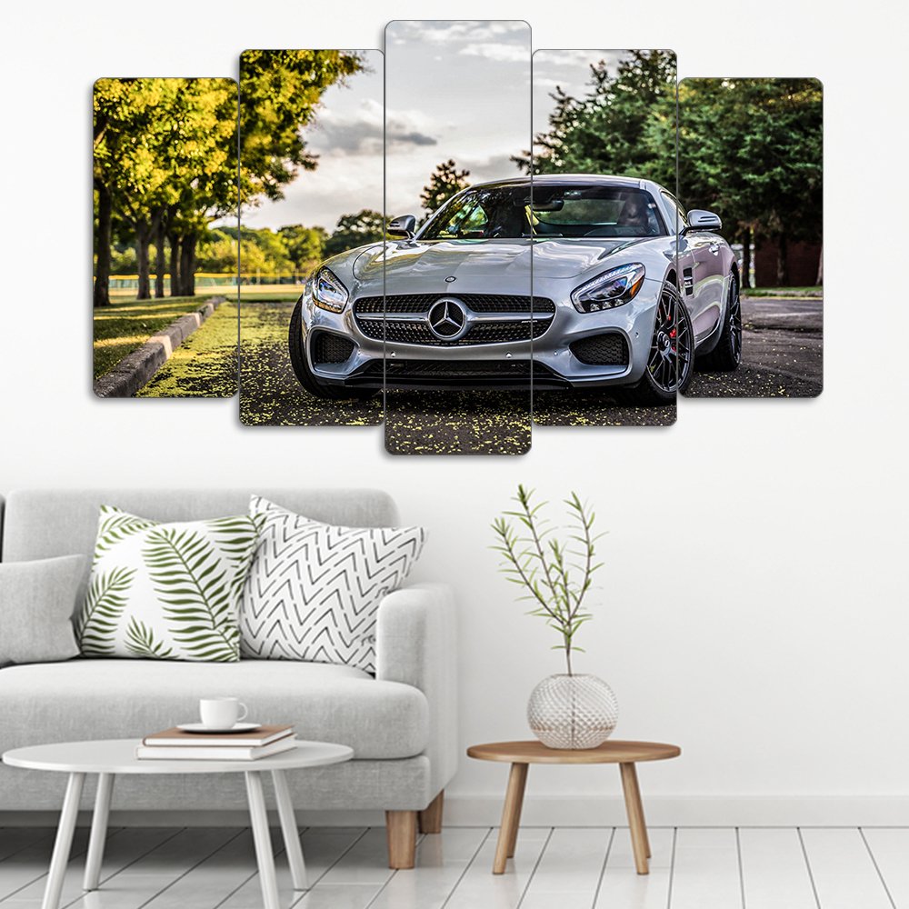 Mercedes-AMG GT Silver - 5 Parçalı Araba Tablo