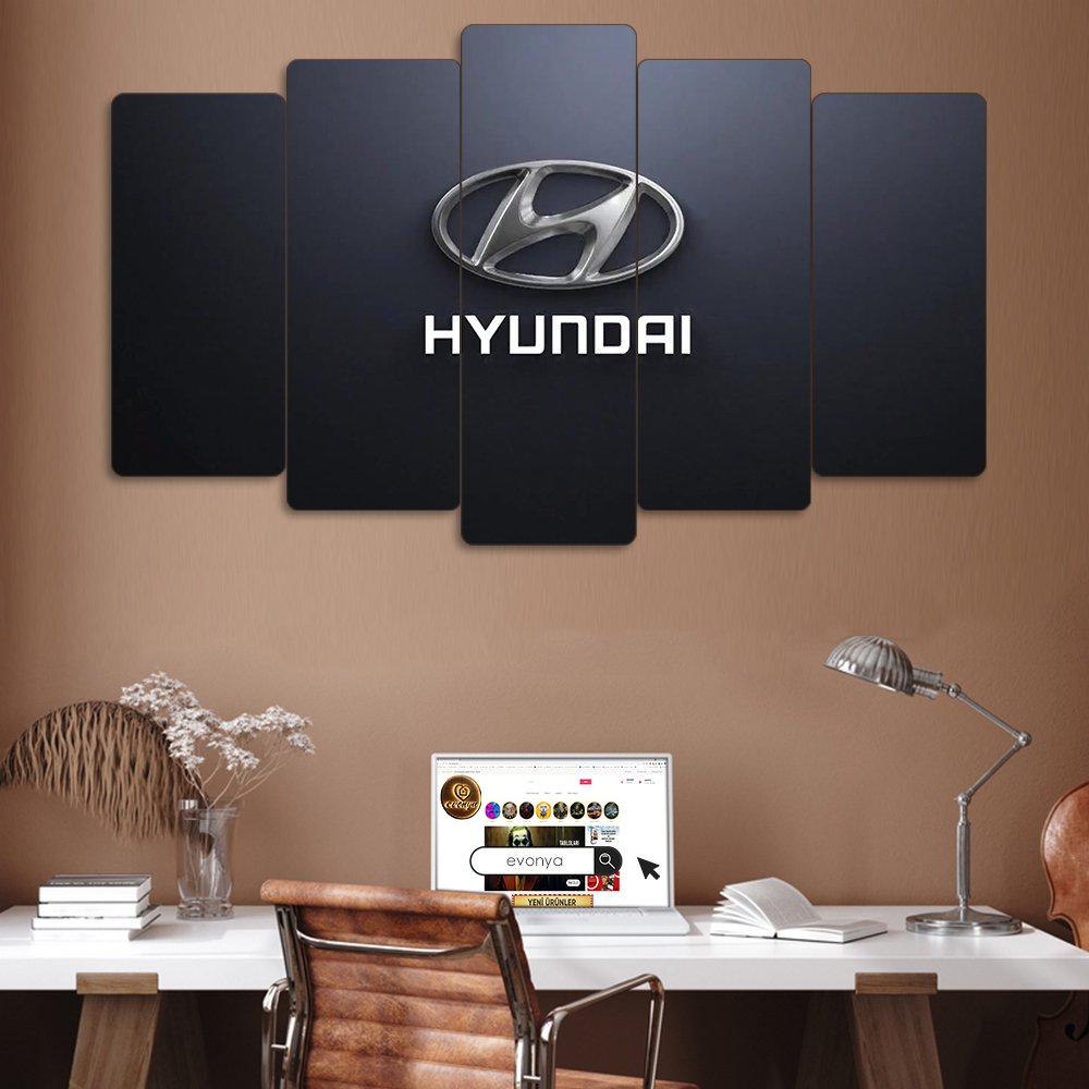 Hyundai Logolu - 5 Parçalı Araba Tablo