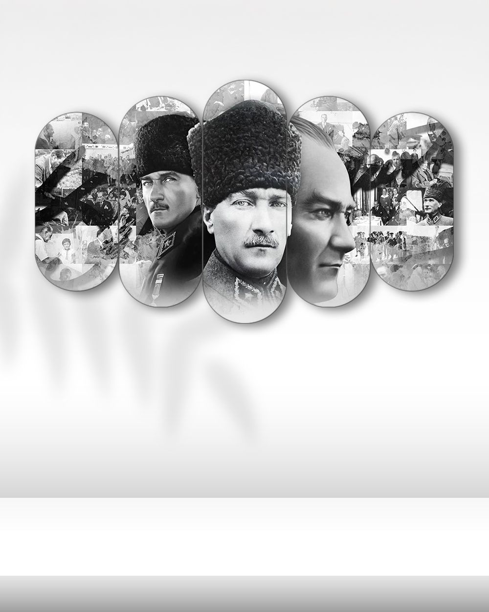 Atatürk Portre Karma Kareler - 5 Parçalı Tablo