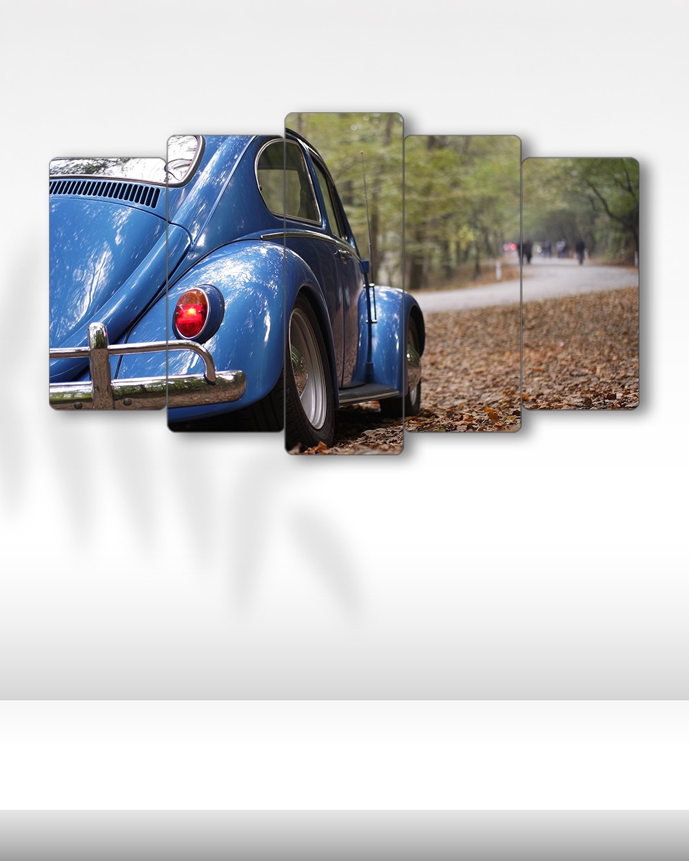 Mavi Vosvos, Volkswagen Beetle - 5 Parçalı Araba Tablo