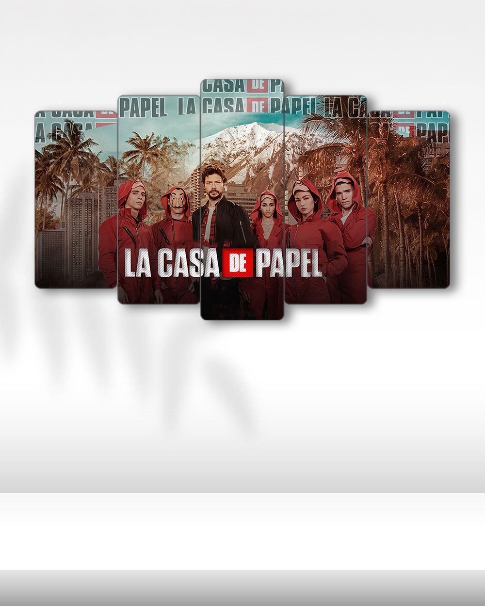 La Casa De Papel, Tropik Arka Plan - 5 Parçalı Tablo