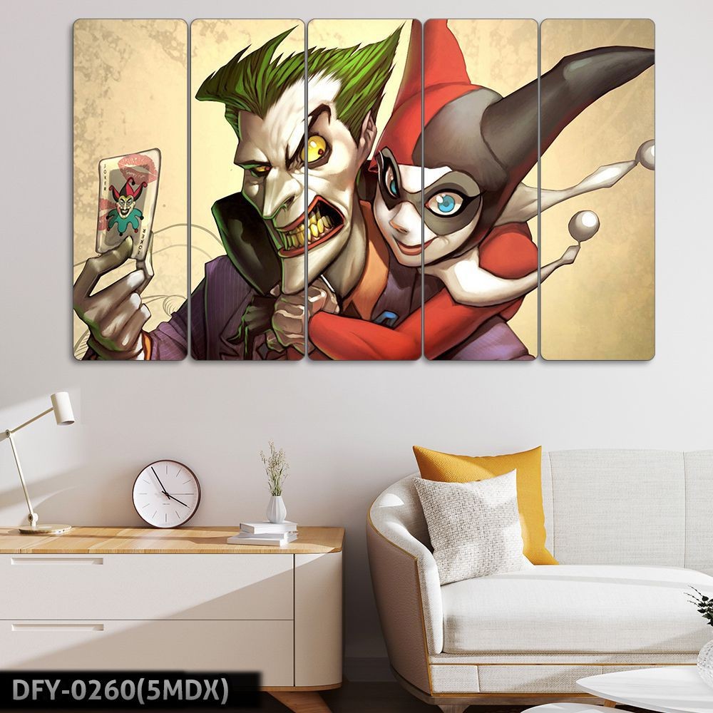 Joker, Harley Quinn, Animasyon - 5 Parçalı Tablo