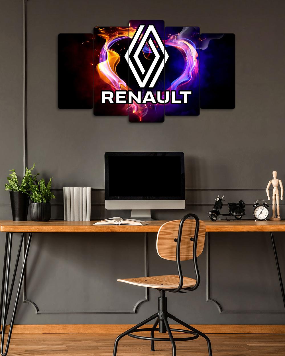 Renault Logo - 5 Parçalı Araba Tablo