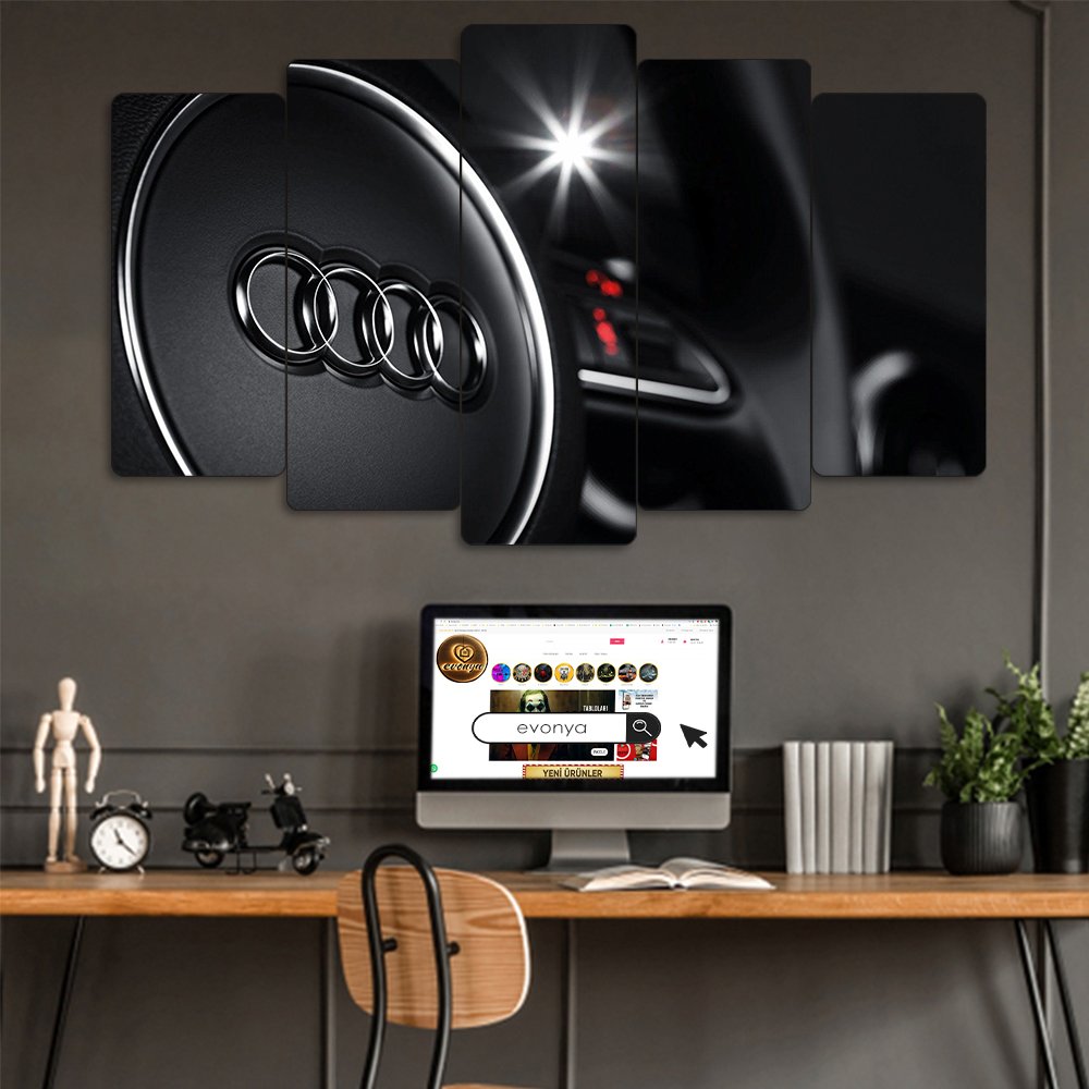 Audi Logo Ön Konsol - 5 Parçalı Araba Tablo