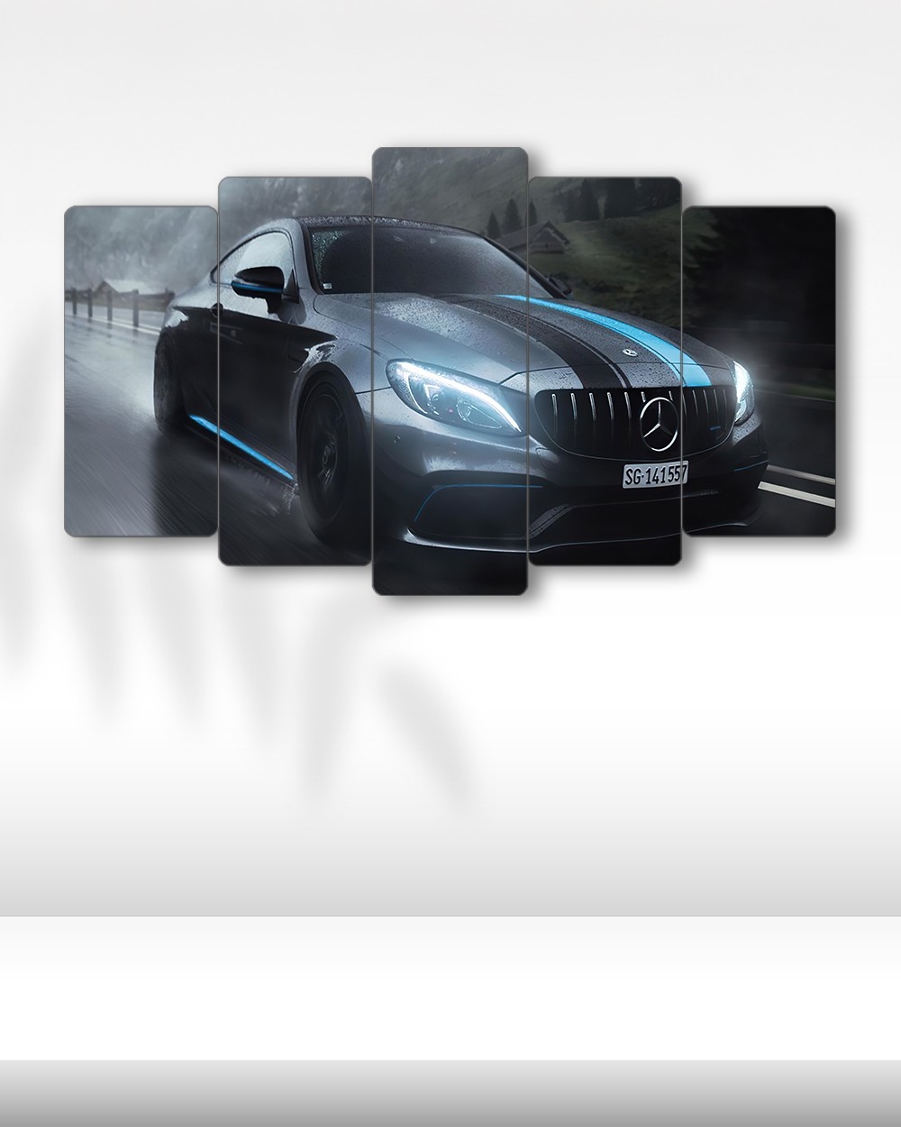 Mercedes-Benz C63 AMG Coupe - 5 Parçalı Araba Tablo