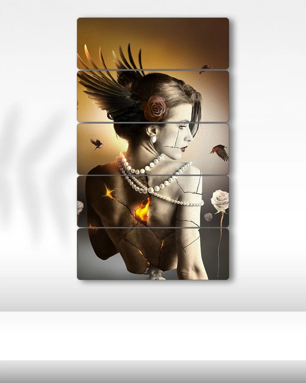 Kadın, İçindeki Yangın - 5 Parçalı Tablo