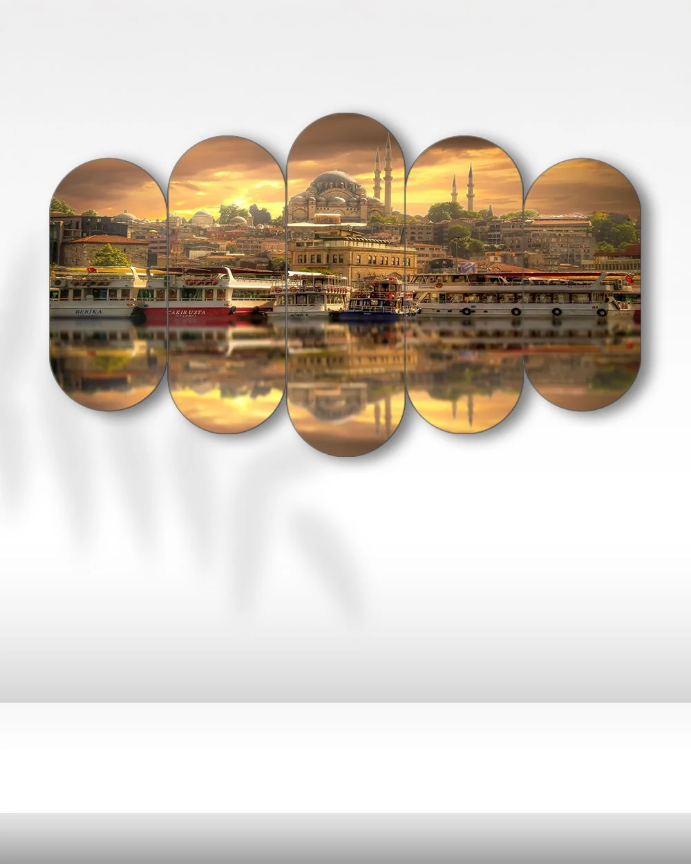 İstanbul Boğazı ve Cami - 5 Parçalı Tablo