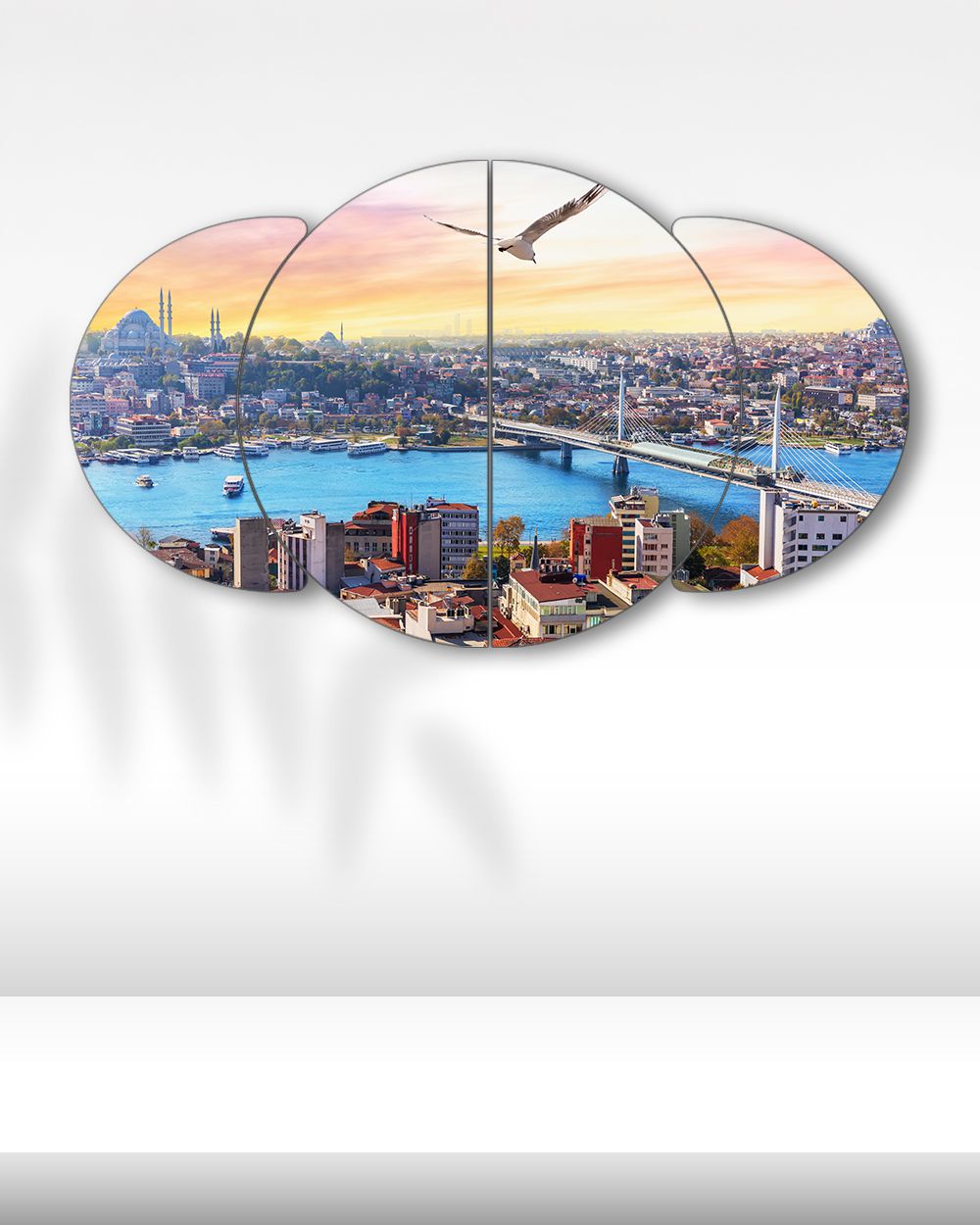 İstanbul Haliç ve Boğaz Manzarası - 4 Parçalı Tablo