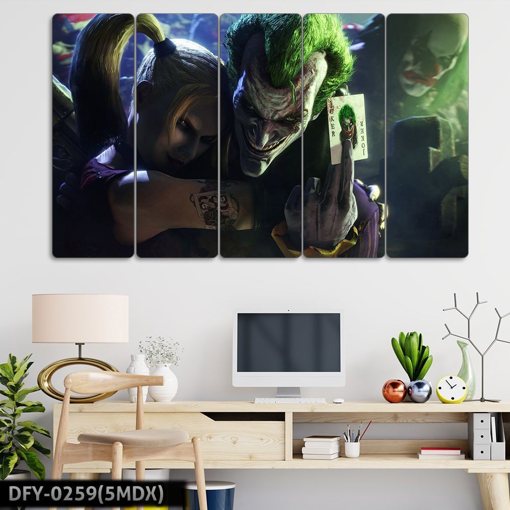 Joker, Harley Quinn, Kart - 5 Parçalı Tablo