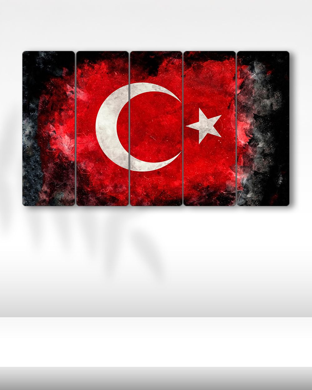 Türk Bayrağı, Ay Yıldız, Dumanlı - 5 Parçalı Tablo