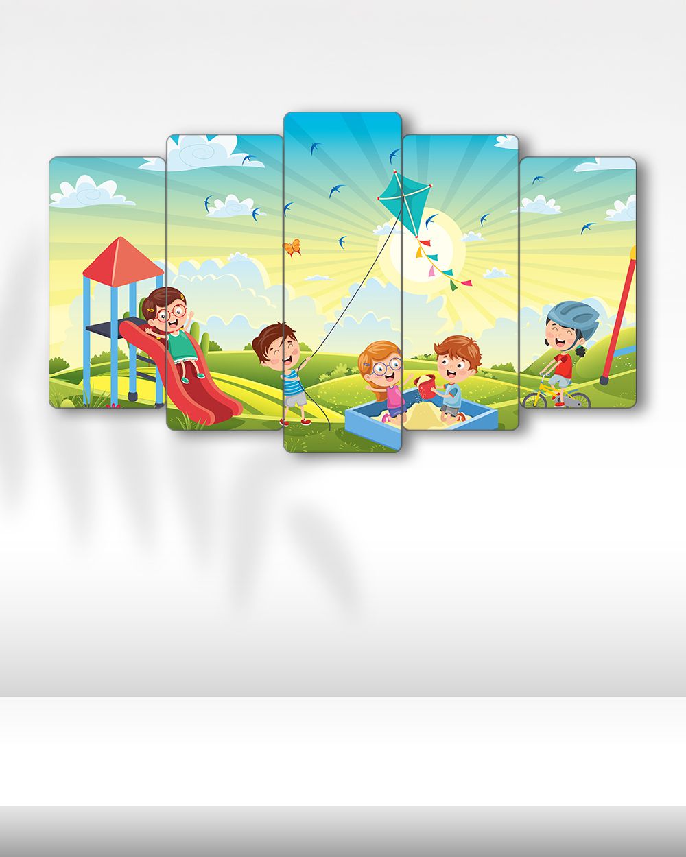 Park, Uçurtma, Çocuklar - 5 Parçalı Tablo