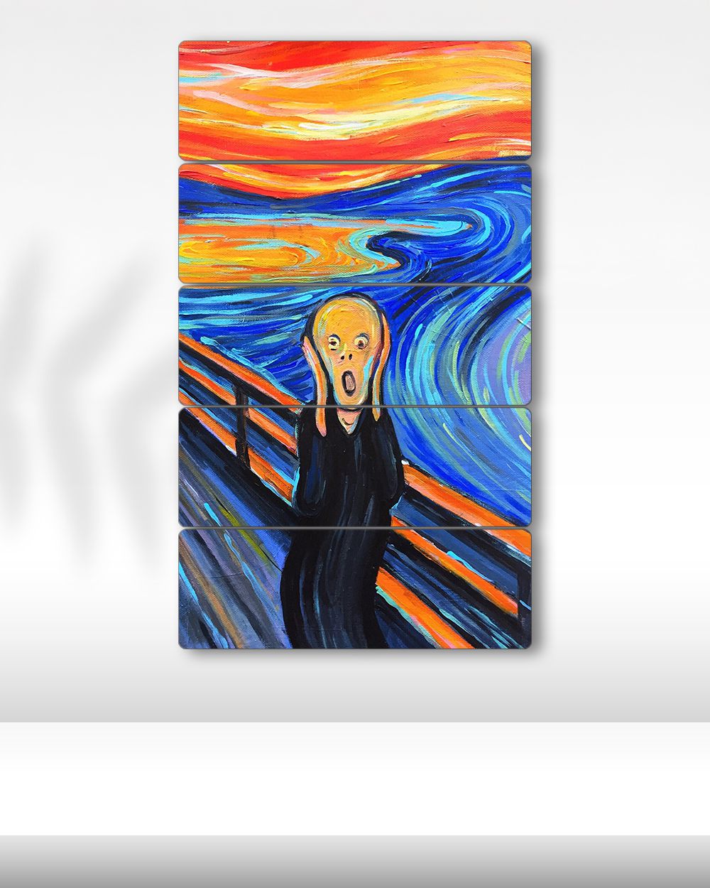 The Scream, Edvard Munch - 5 Parçalı Tablo