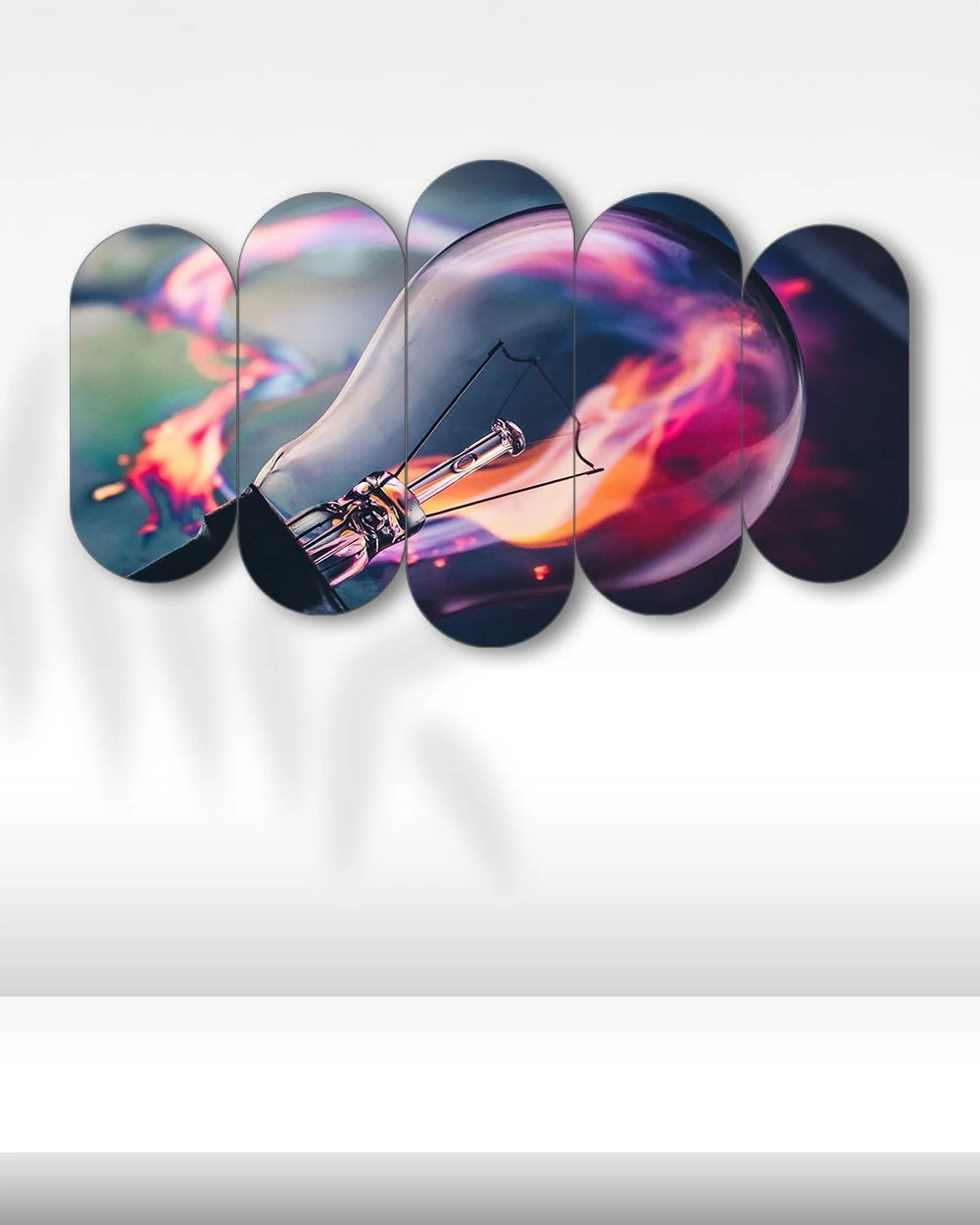 Renkli Ampul Sanatı - 5 Parçalı Tablo