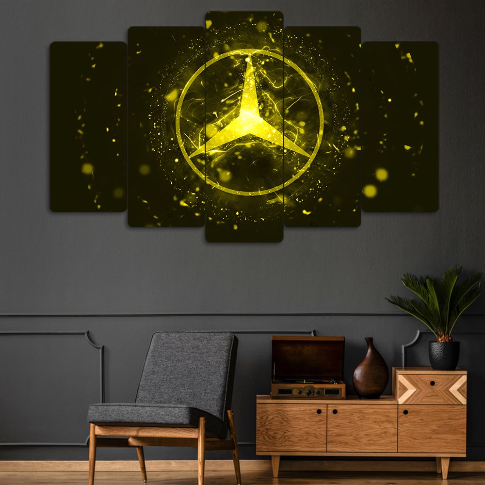Mercedes-Benz Logo - 5 Parçalı Araba Tablo