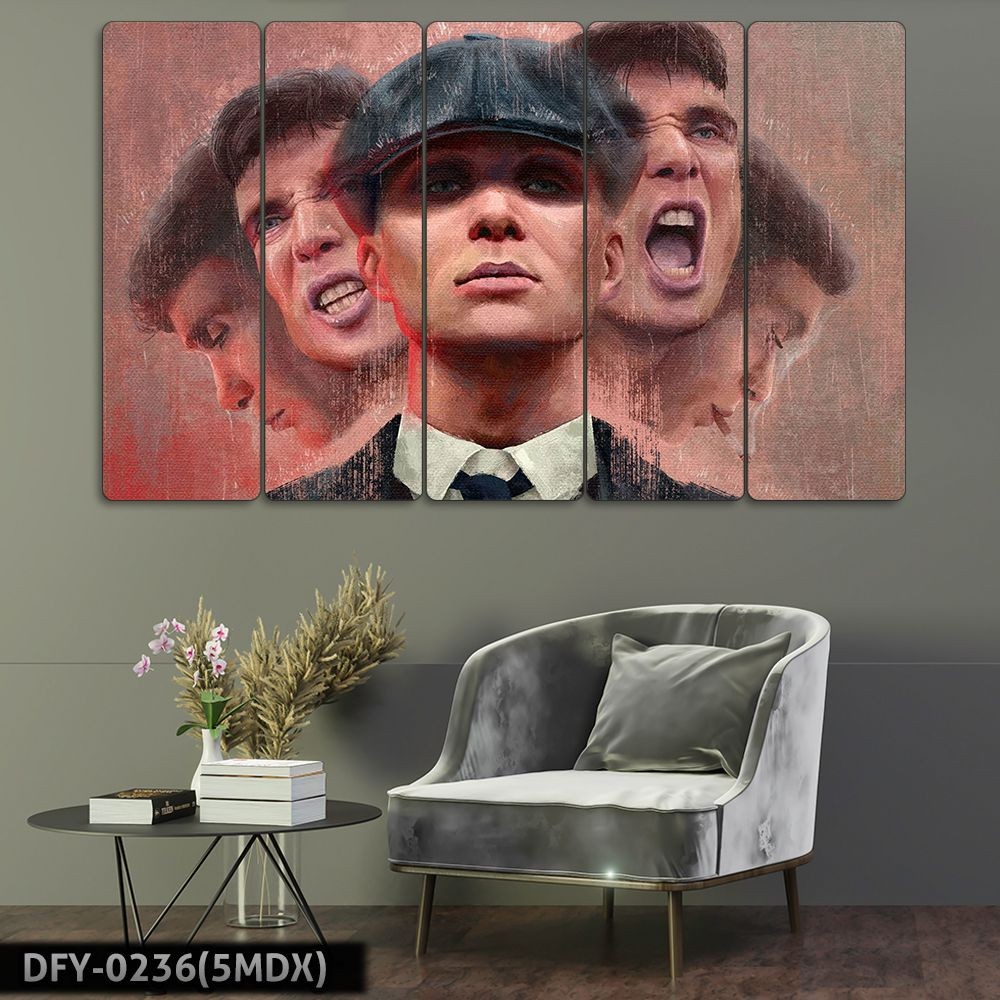 Peaky Blinders, Thomas Shelby Portre - 5 Parçalı Tablo