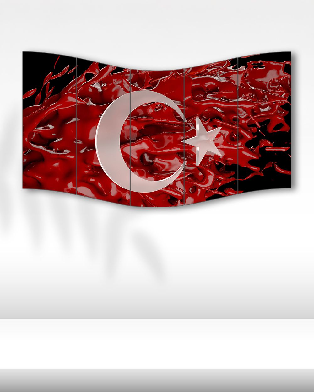 Türk Bayrağı Dalga Efektli - 5 Parçalı Tablo
