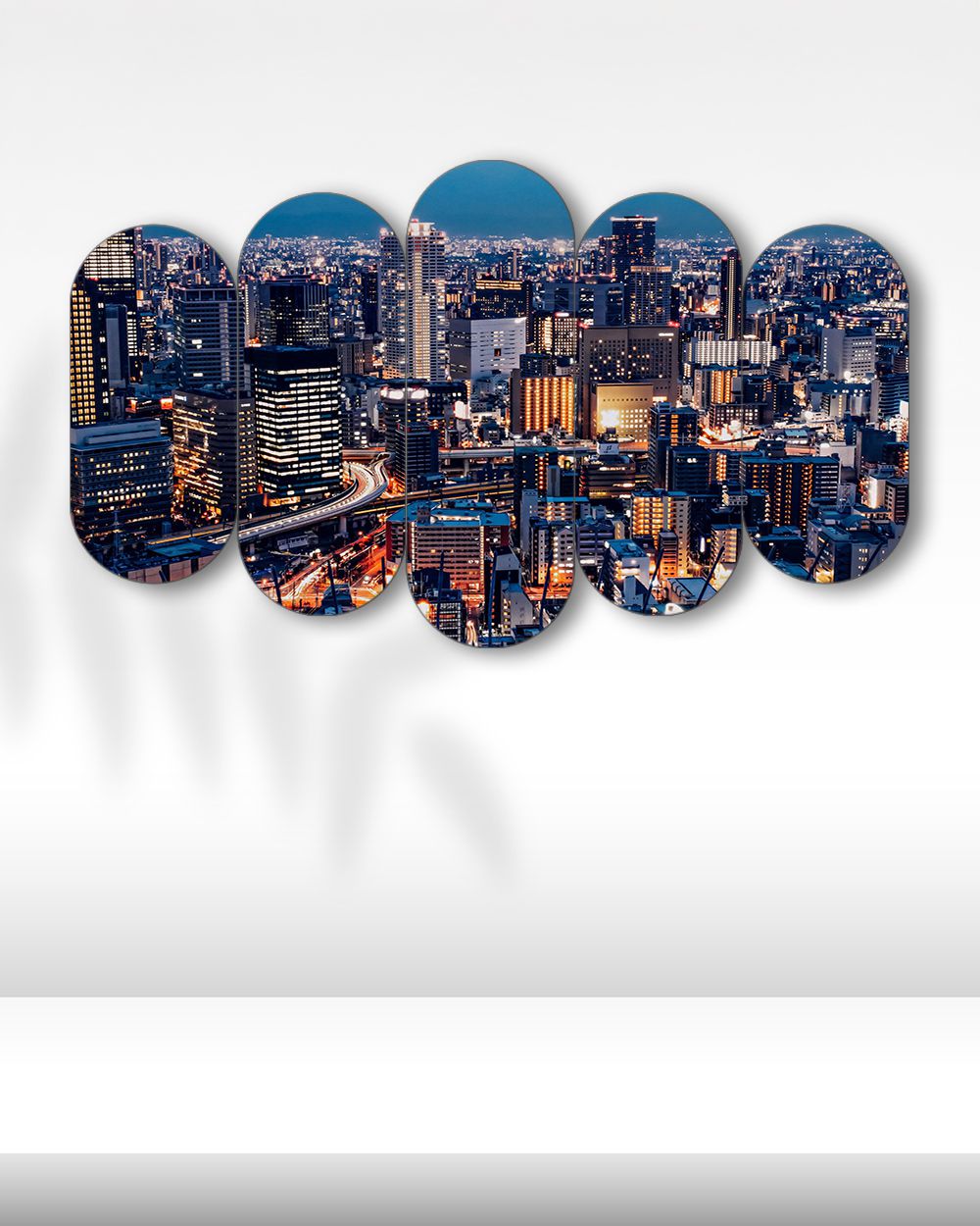 Tokyo Gece Manzarası - 5 Parçalı Tablo