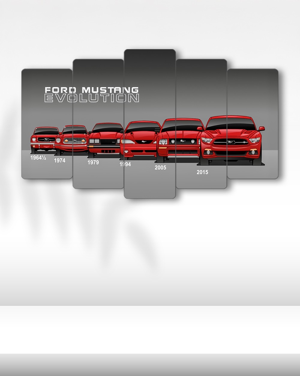 Ford Mustang Evrimi, Kırmızı - 5 Parçalı Araba Tablo