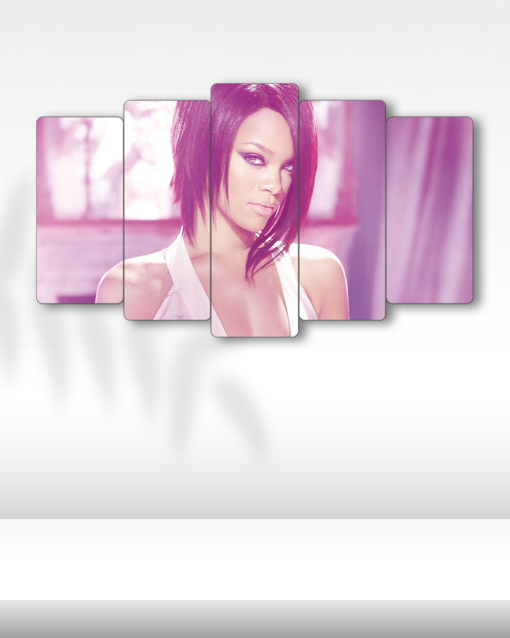 Rihanna, Pembe Tonlar Portre - 5 Parçalı Tablo