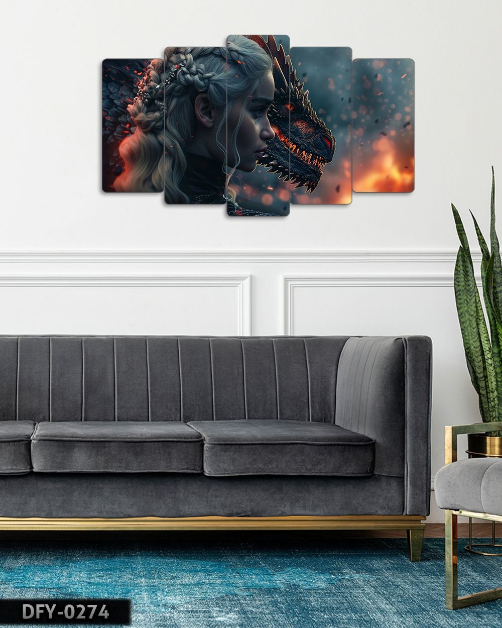 Game of Thrones, Daenerys ve Drogon - 5 Parçalı Tablo