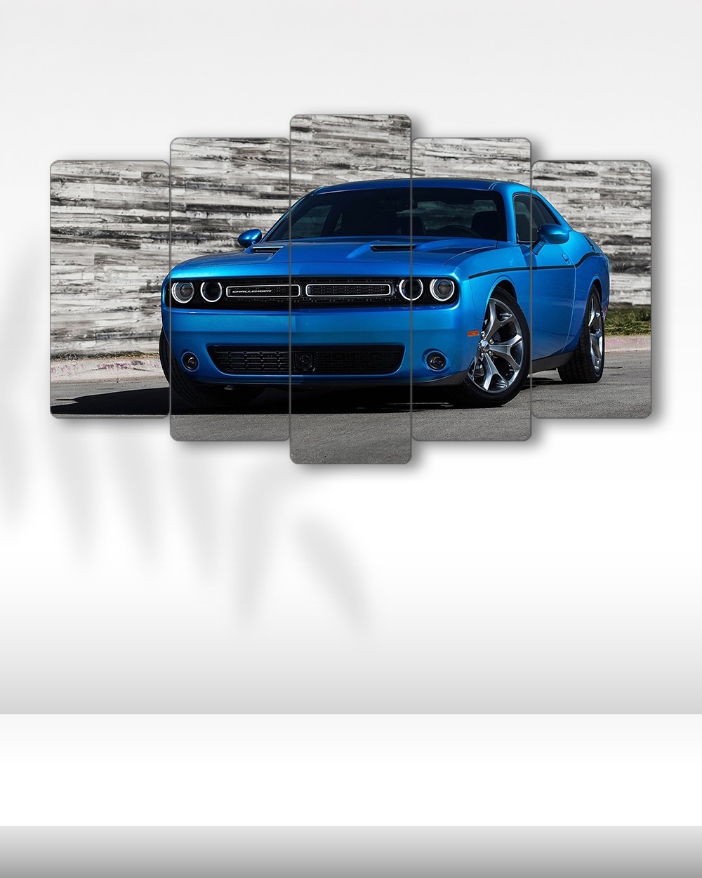 Dodge Challenger Mavi - 5 Parçalı Araba Tablo