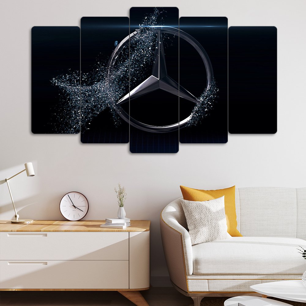 Mercedes-Benz Logo - 5 Parçalı Araba Tablo
