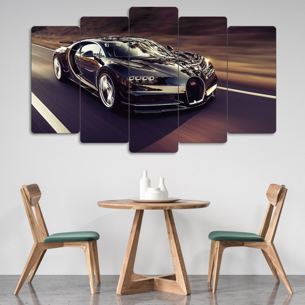 Bugatti Chiron Noir - 5 Parçalı Araba Tablo