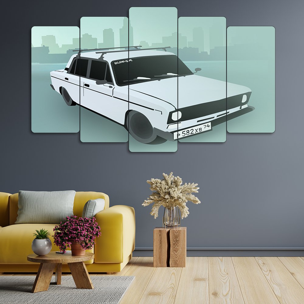 Lada 2107 Silüeti - 5 Parçalı Araba Tablo