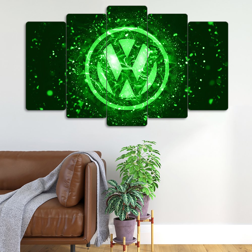 Volkswagen Logo - 5 Parçalı Araba Tablo