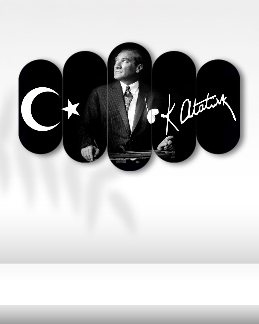 Atatürk ve Ay Yıldız - 5 Parçalı Tablo
