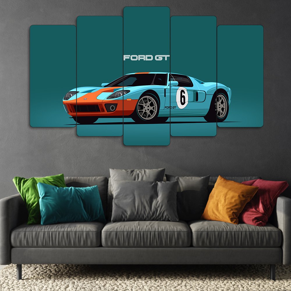 Ford GT Gulf Edition - 5 Parçalı Araba Tablo