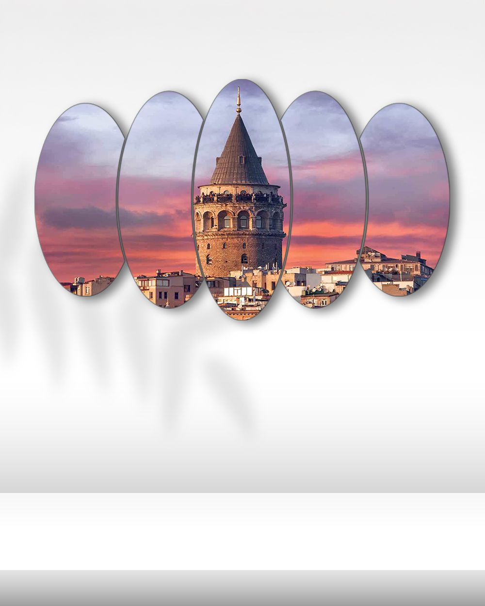 Galata Kulesi Gün Batımı - 5 Parçalı Tablo