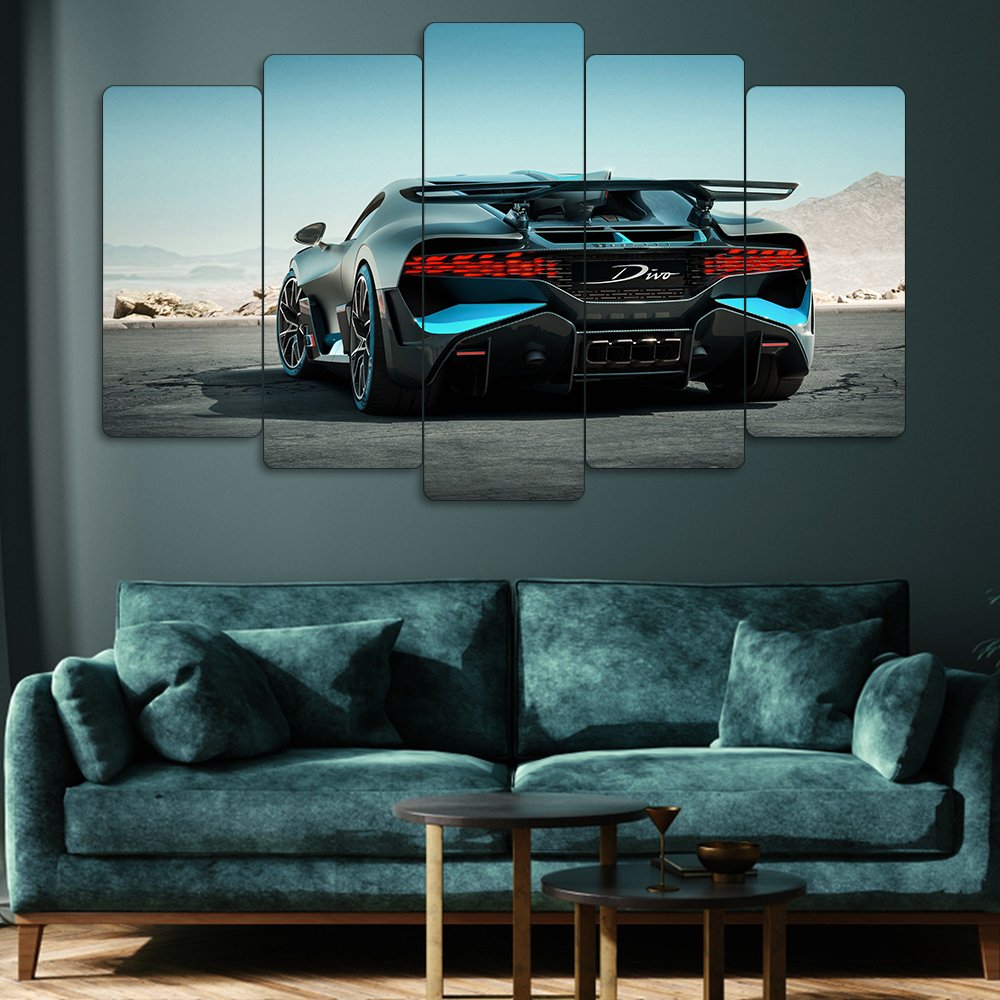 Bugatti Divo Rear Masterpiece - 5 Parçalı Araba Tablo