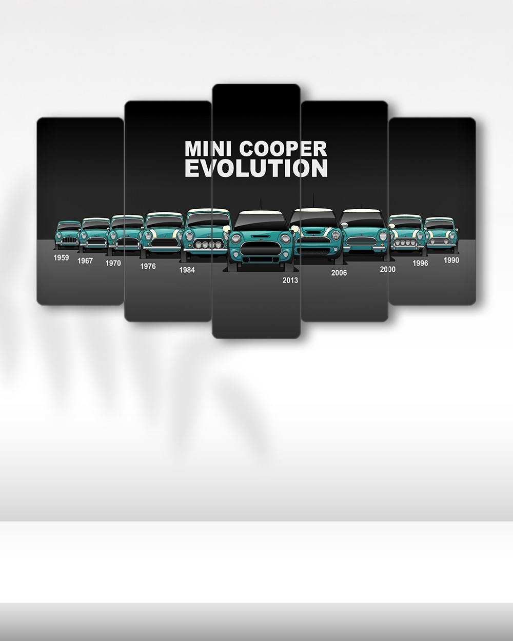 Mini Cooper Evrimi - 5 Parçalı Araba Tablo