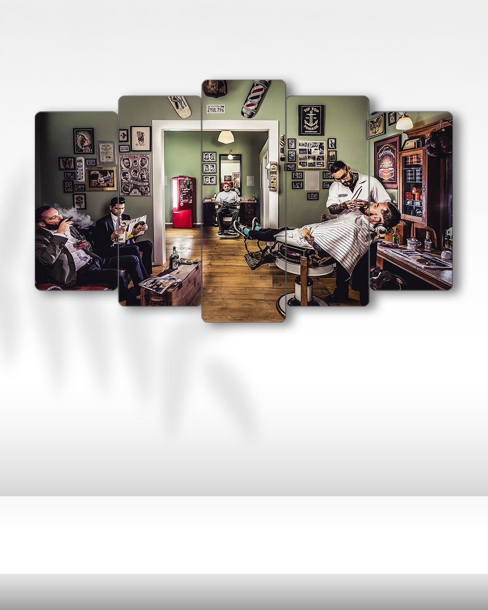 Vintage Barber Lounge - 5 Parçalı Berber Tablo