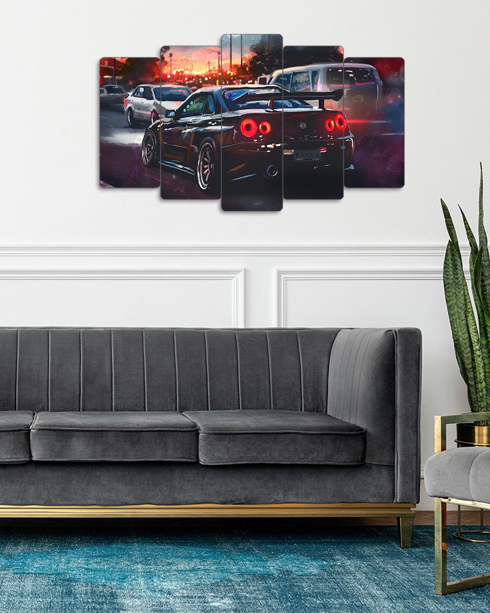 Nissan Skyline GT-R R34 - 5 Parçalı Araba Tablo