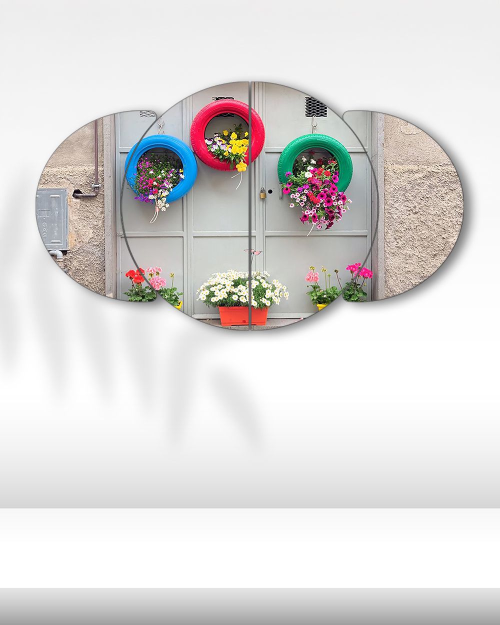 Renkli Lastik Saksılar - 4 Parçalı Tablo