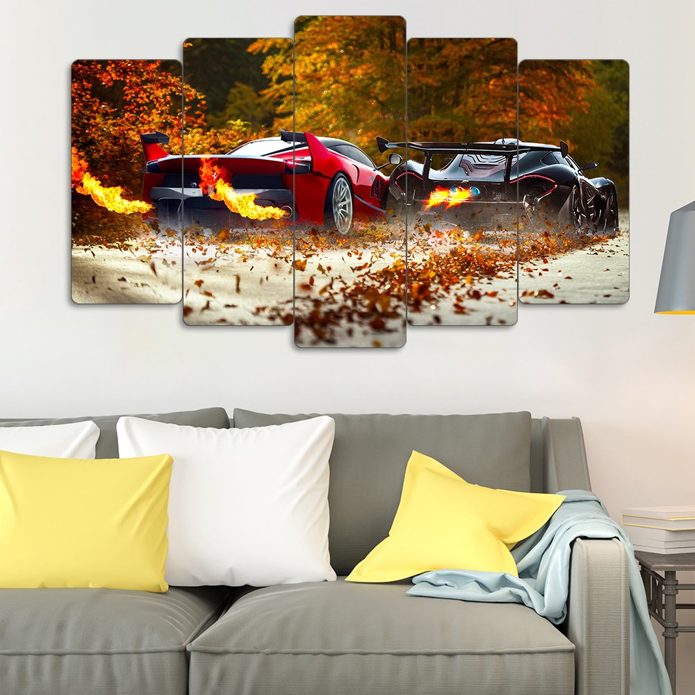 Ferrari LaFerrari & McLaren P1 - 5 Parçalı Araba Tablo