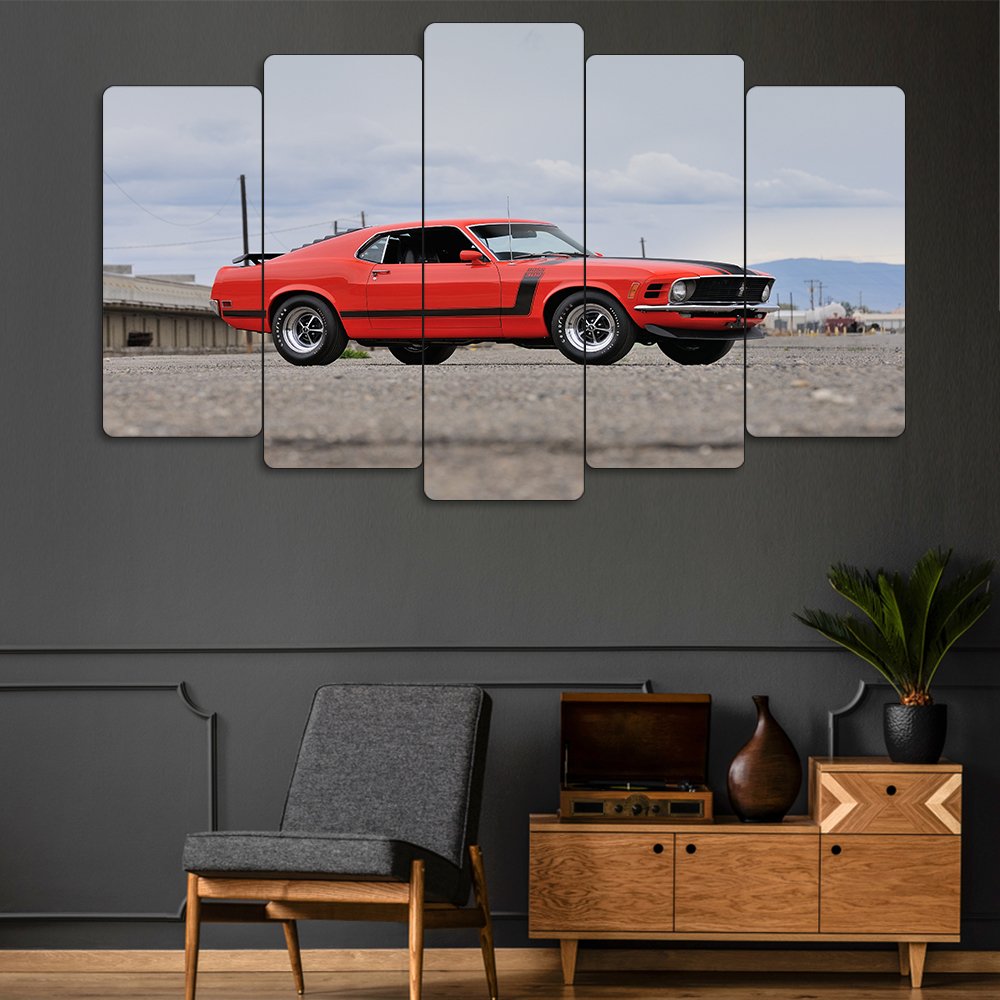 1970 Ford Mustang Boss 302 - 5 Parçalı Araba Tablo
